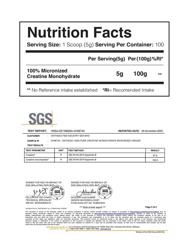 ONTHEGO 100% CREATINE MONOHYDRATE